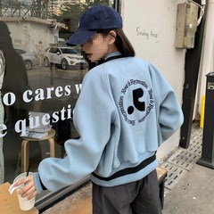 韩国小众潮牌25春季新款呢棒球服女RR背后徽标宽松夹克外套男