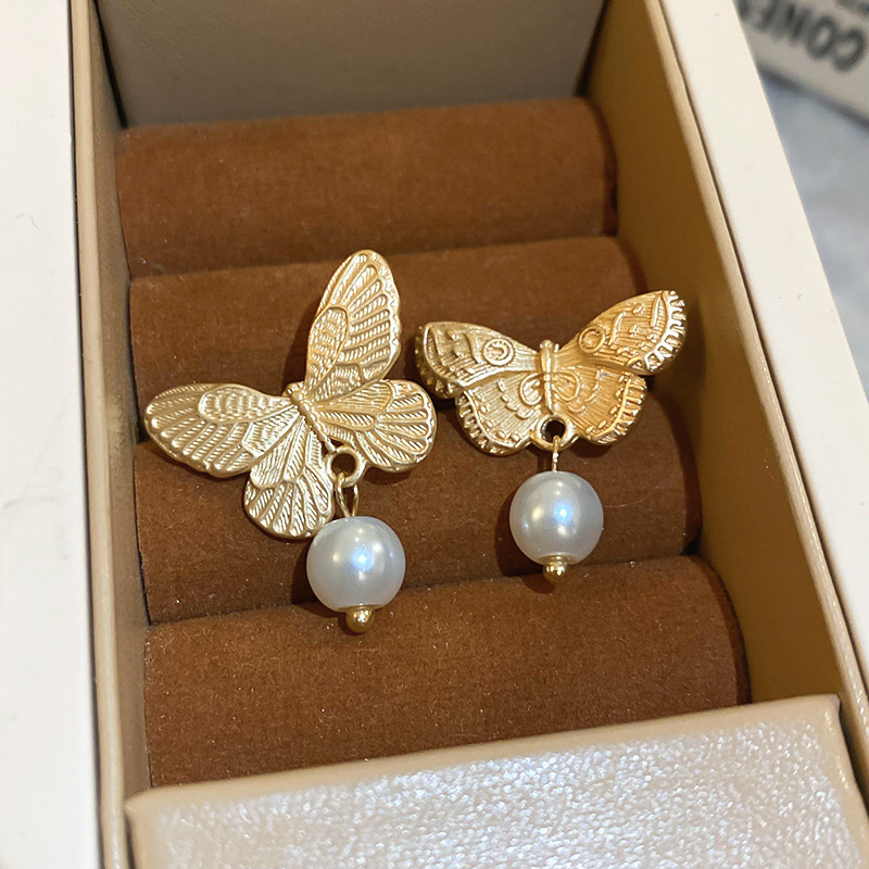 Pendientes de doble cara de la Perla del diamante de la aguja de plata Corea del Sur ins elegante pendientes de estilo frío pendientes de diseño de moda para las mujeres