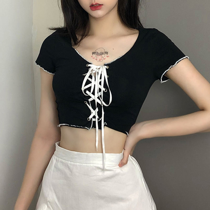 summer new sexy neck tie short tops NSLQ58629