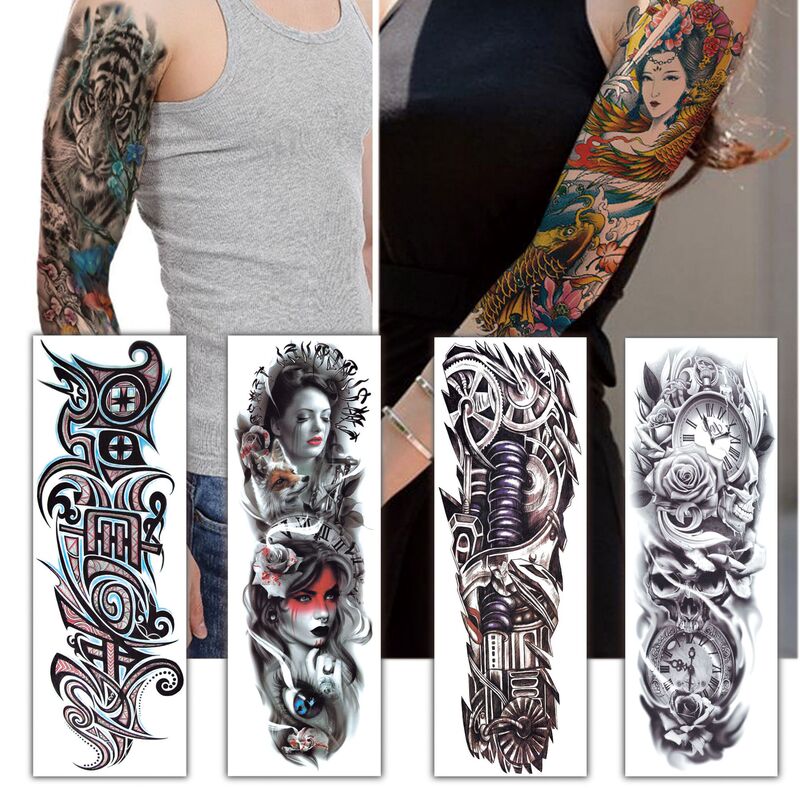 Cross-Border European and American Full-Arm Tattoo Stickers Half-Arm Full-Arm Tattoo Stickers Temporary Tattoo Large Pictures Arm Flower Arm Tattoo Stickers