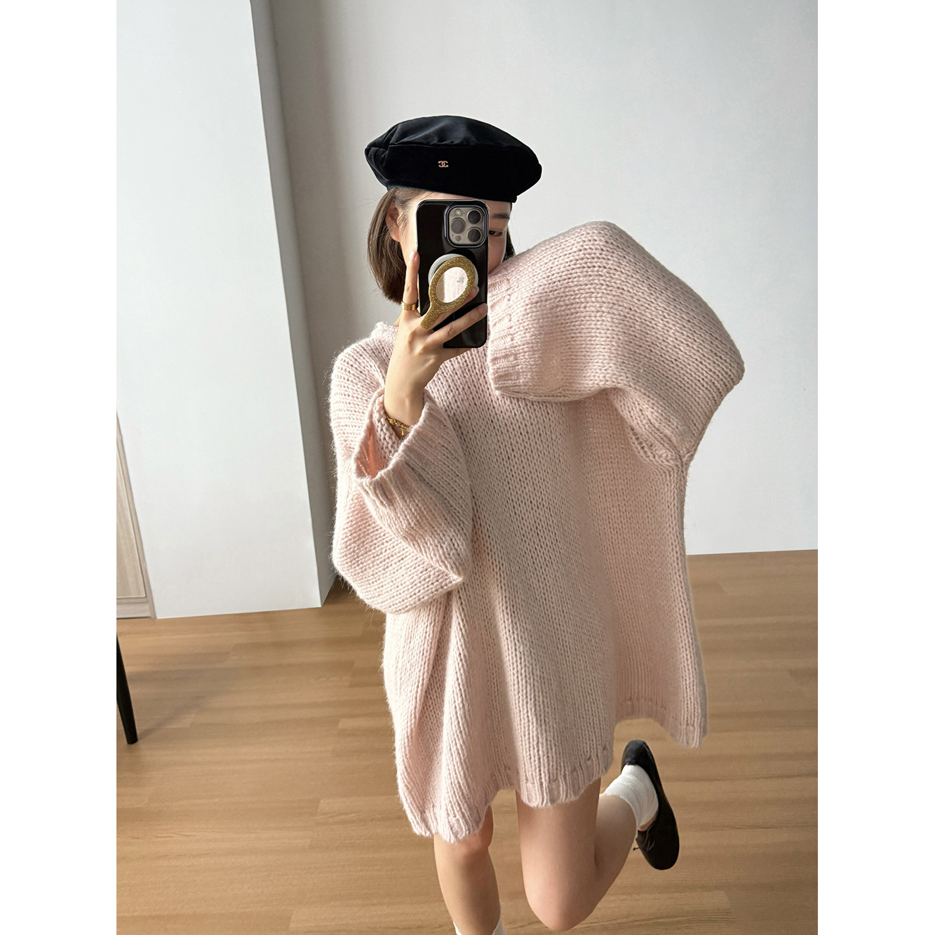 【王琪芝】私服千金粗针毛衣女韩版纯色宽松蝙蝠袖套头上衣WQ410