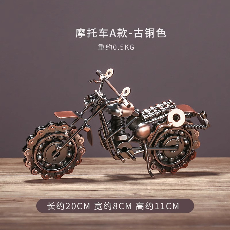 Motocicleta de hierro forjado modelo de locomotora de metal moderno escritorio pequeño decoración de armario de vinos decoración de armario de televisión