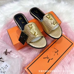 跨境专供欧美非洲YS五金饰扣女士拖鞋时尚夏季平底鞋子轻便百搭
