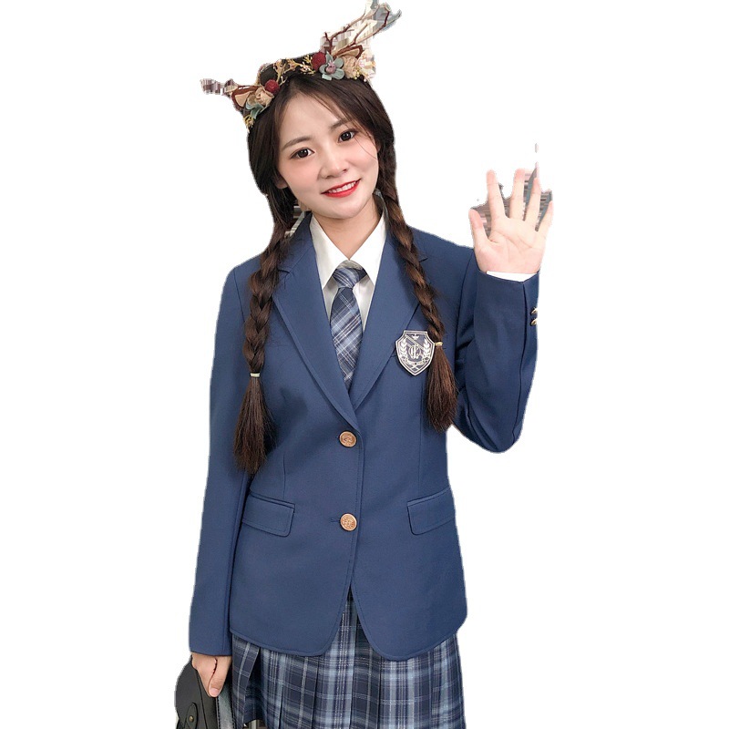 JK uniforme traje genuino Otoño e Invierno estilo de la Universidad japonesa traje negro chaqueta femenina compañero de escuela uniforme escolar