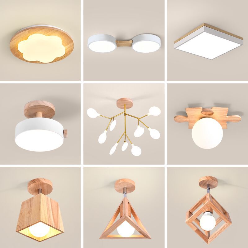 北歐實木個性創意吸頂燈臥室陽台樓梯過道玄關兒童房閣樓書房燈具