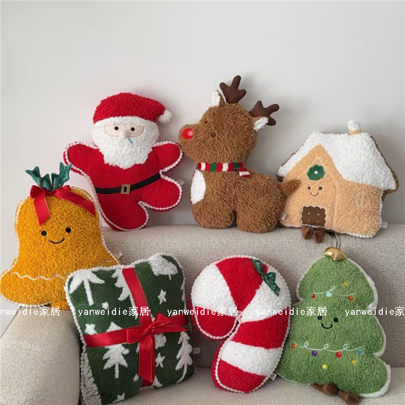 2025圣诞礼盒抱枕节日礼物铃铛枕套圣诞氛围装饰客厅沙发靠枕靠垫
