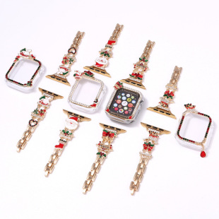 Christmas New Diamond Metal Strap for Apple Apple Watch with Chain iwatch56789SE suit