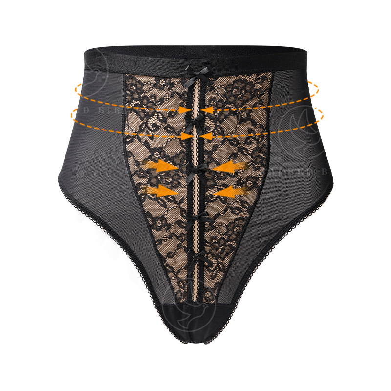 Costura de encaje francés vientre adelgazamiento ropa interior sexy entrepierna de algodón en forma de T transpirable posparto que forma el cuerpo de las mujeres que forma los pantalones