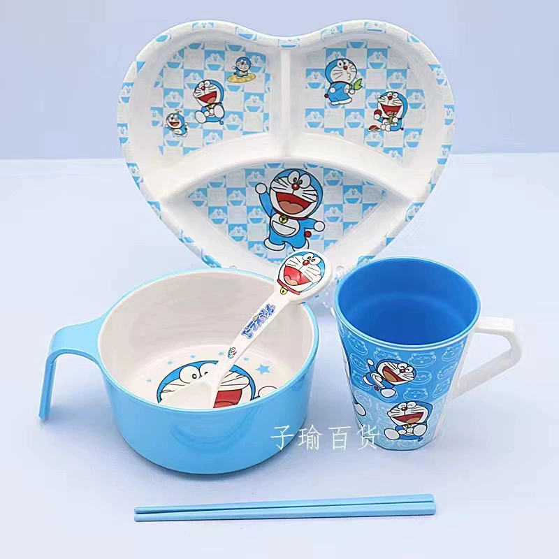 Children's Tableware Set, Shatterproof Cartoon Design, Medium Handle Bowl Options