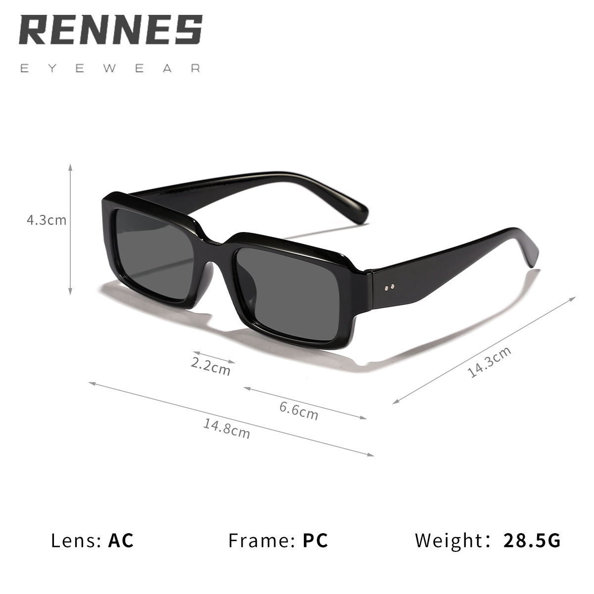 Nuevas gafas de sol de todo fósforo de moda rectangular retro europeas y americanas transfronterizas
