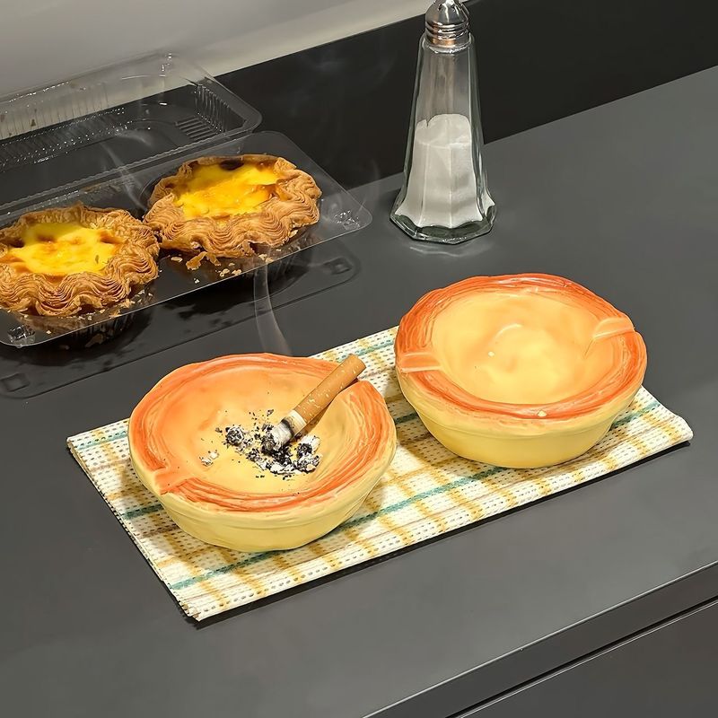 エッグタルト灰皿 セラミック灰皿 蓋付き 飛散防止灰皿 かわいい 家庭用灰皿 リビングルーム タバコカップ プレミアム|undefined