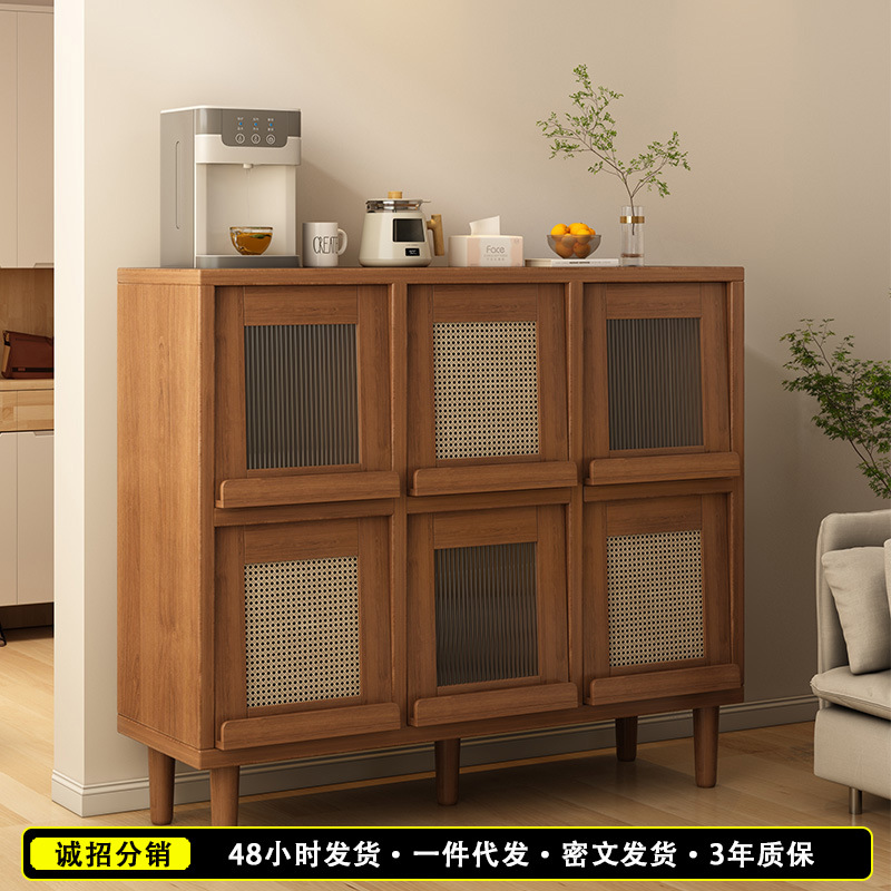 实木书柜靠墙落地置物柜飘窗收纳柜带门格子柜防尘储物柜组合书架