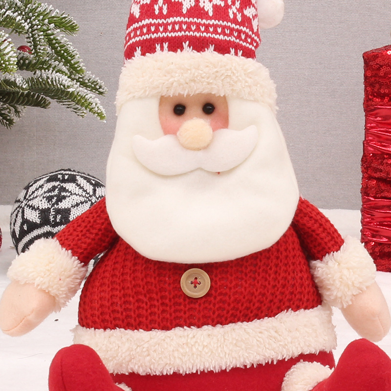 クリスマス用品クリスマス装飾品布芸座り方サンタクロース雪だるま鹿人形シーン置物|undefined