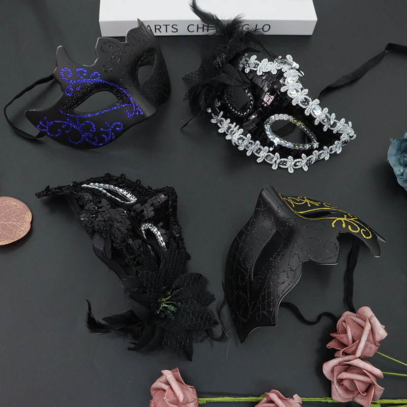 Tronos transfronterizos Amazon venta caliente máscara de fiesta de disfraces traje de moda pintura de media cara máscara de fiesta de carnaval