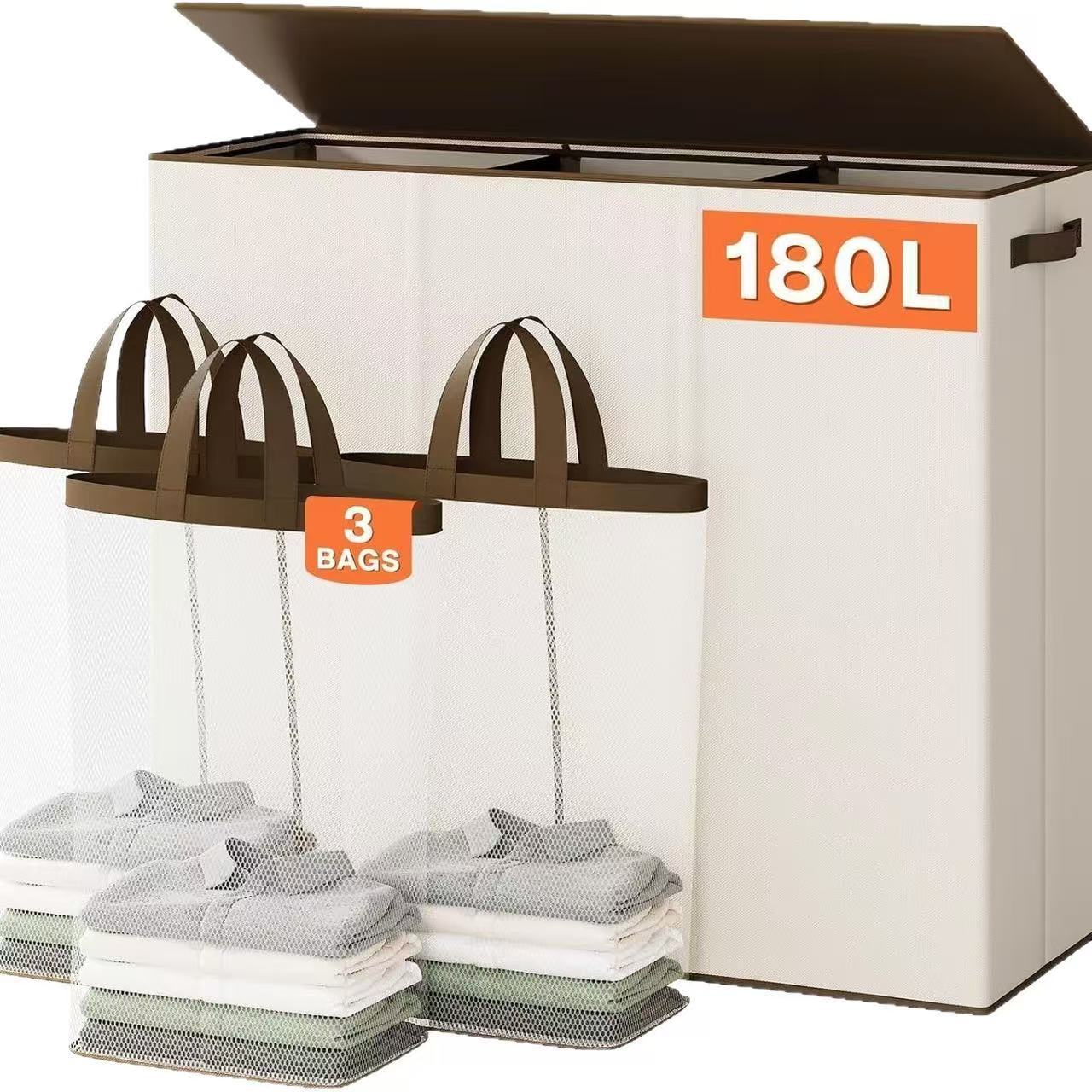 Cesta de ropa sucia transfronteriza con bolsillo interior con cubierta de bambú y madera plegable Cesta de almacenamiento de ropa sucia Cesta de ropa sucia