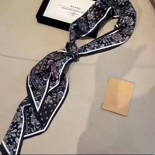 Retro Double-Sided Long Striped Silk Scarf Korean New Style, Matches Shirts, Decorative Necktie, Multi-functional Waist Scarf, Hair Tying, Flowing Ribbon