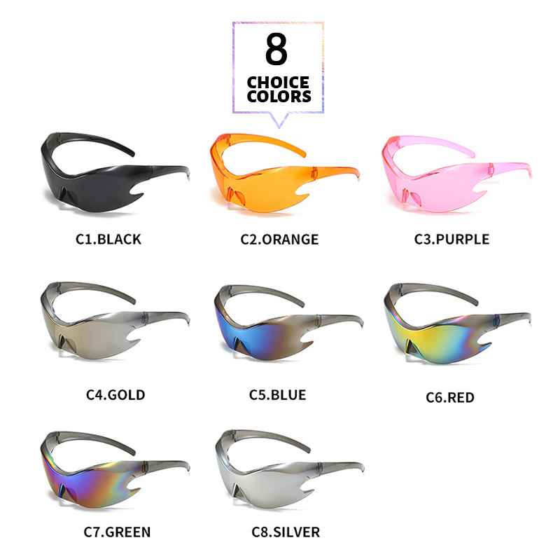 Sunglasses Classification PC, UV400 Protection Lens Material Y2K Solid Color PC UV400 Protection Special-Shaped Mirror Full Frame Women's Sunglasses