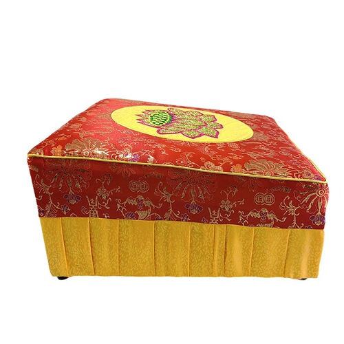 Temple Fabric Embroidery Lotus Prayer Mat, Cushion, Buddha-Kneeling Stool, Copper-Plated Floral Fabric—Factory Wholesale Praying Mats