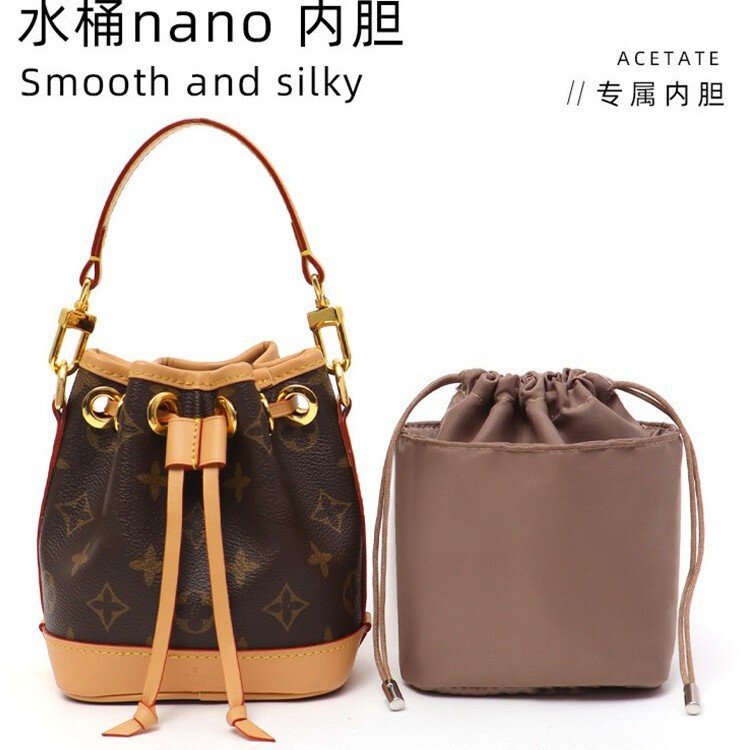 Suitable for Lv Nano Noe Small Bucket Bag Inner Liner Bag, Mini Drawstring Bag Storage Lining Bag, Bag-In-Bag Suitable for Lv Nano Noe Small Bucket Bag Inner Liner Bag, Mini Drawstring Bag Storage Lining Bag, Bag-In-Bag