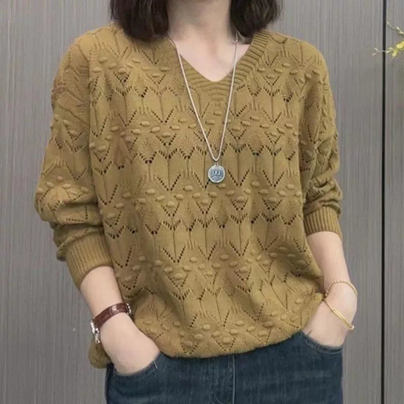时尚洋气领镂空显瘦气质上衣针织衫百搭长袖秋冬女|undefined