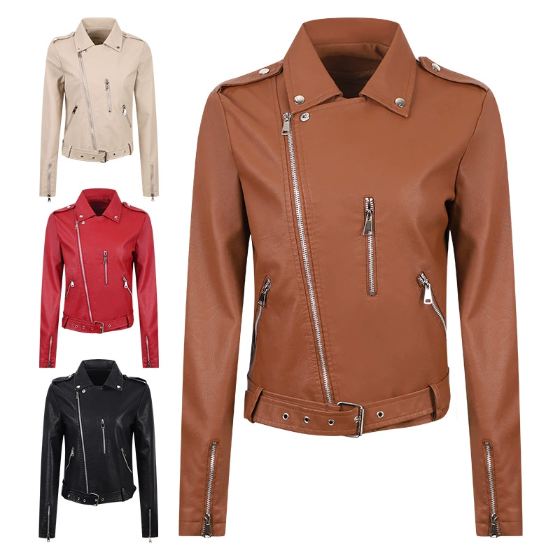Кожаная куртка европейского размера, женская тонкая осенне-зимняя куртка, женская новая тонкая европейская и американская модная потертая корейская версия, повседневная