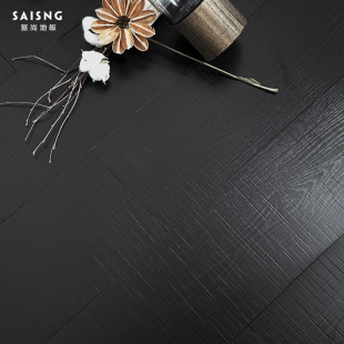 √Black Wood Grain Laminate Wood Floor Commercial Cloth Stone Grain Antique Home Office Retro Large Board Wear-Resistant