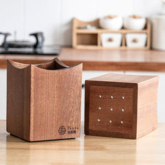 Wooden Chopsticks Container Household Kitchenware Utensil Basket Drain Chopstick Basket Storage Box Spoon Stand