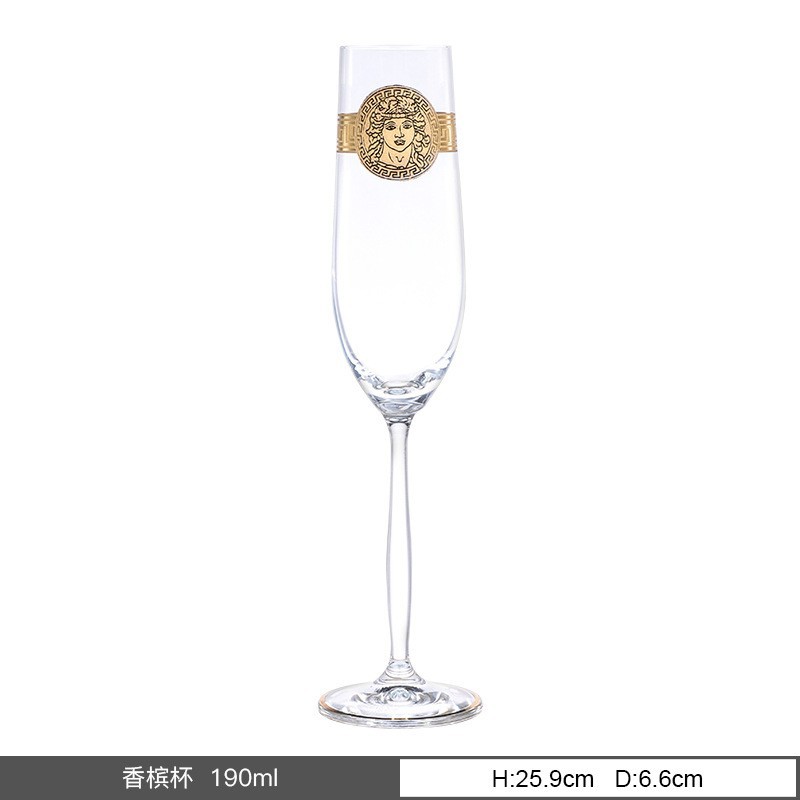 Tazas de cristal checas sin plomo pintadas tazas de vino de oro de alta gama tazas de vino de hotel personalizadas mayoristas sensación de alta calidad
