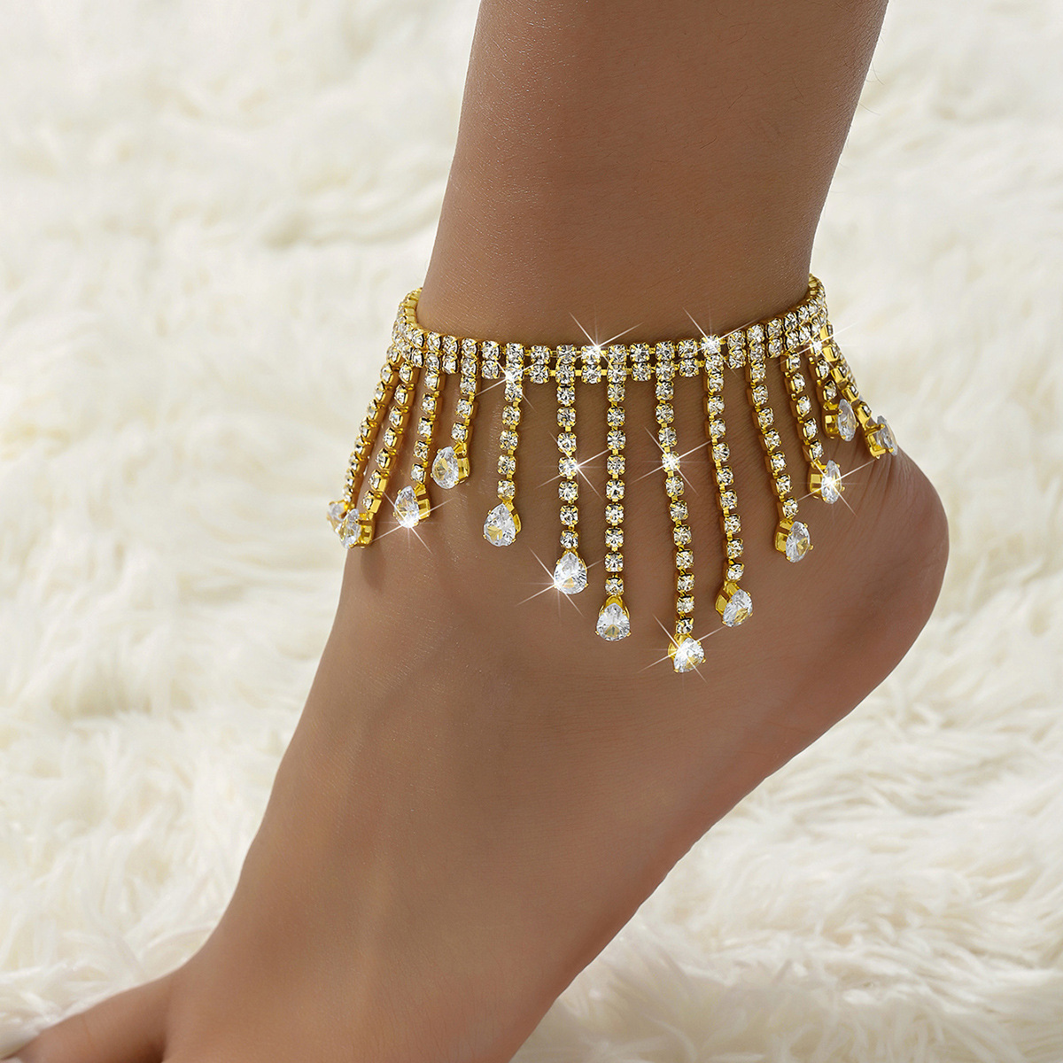 Aliexpress moda transfronteriza europea y americana tobillas de brillo verano versátil nuevos accesorios de zircon accesorios de moda para mujeres pie de moda