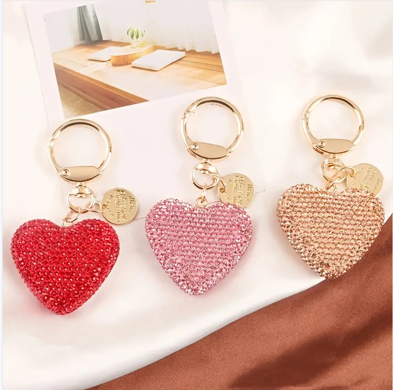 Korean Style Heart Shape Rhinestone Unisex Bag Pendant Keychain display picture 3