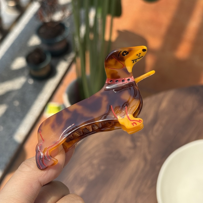 新しい子犬楽しい酢酸クリップテディコーギー漫画動物ヘアクリップダックスフント後頭部サメクリップ|undefined