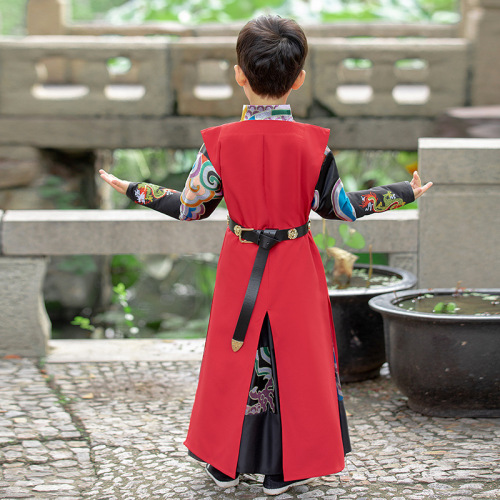 Boy kids Chinese  Dragon ancient folk costumes Han Ming Performance cosplay swordsman warrior performance robe studied Chinese boy hanfu children