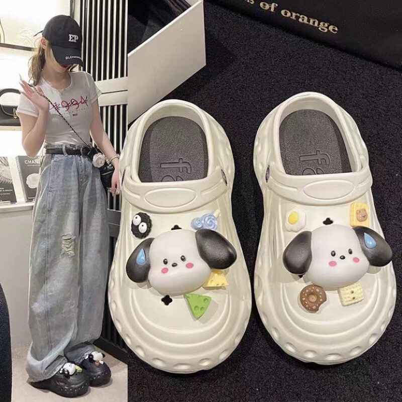 Cute Thick-soled Cave Shoes Women's High-heeled New Detachable Small Height Height-raising Baotou Women's Outer Wear Non-slip Sandals