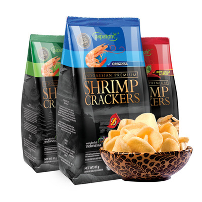 Papatonk/ Slap Xiapian Indonesia Imported 85g Shrimp Chips Expansion food leisure time snacks wholesale