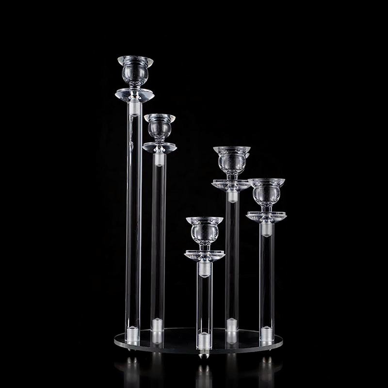 Cruz-frontera accesorios de la boda de acrílico 5-cabeza candelabro fiesta de cumpleaños restaurante occidental casa comedor Mesa Electrónica vela adornos