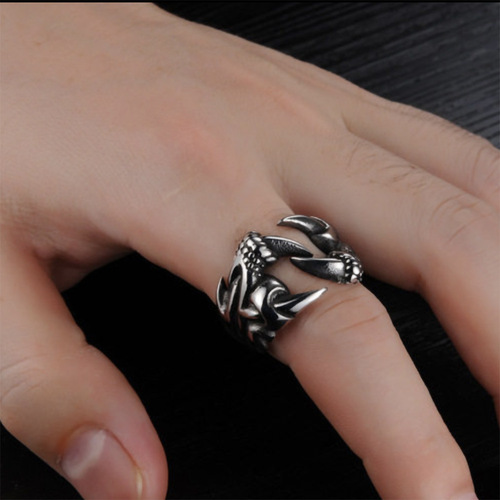 New foreign trade men's domineering open style dragon claw ring Halloween skull rock ring jewelry