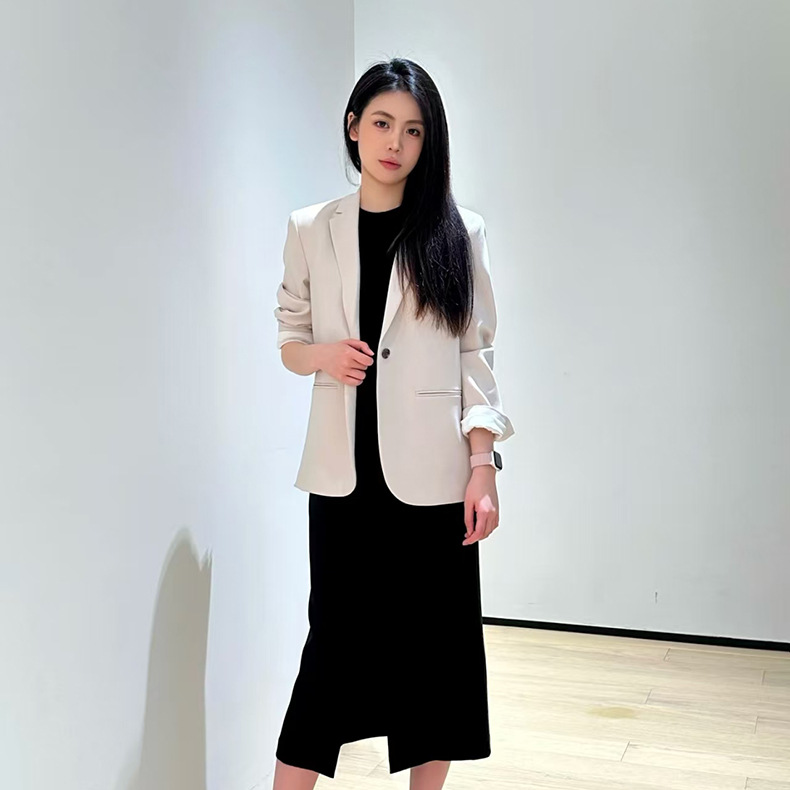Suit Jacket Nanyou Women's Acetate Suit One Button Side Slit Commuter Suit Jacket Suit