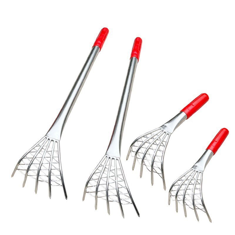 Juego de herramientas, plantas acuáticas, ostras de mar, bolsa de red, rastrillo de playa de acero inoxidable, excavación de navajas de almejas multifuncional