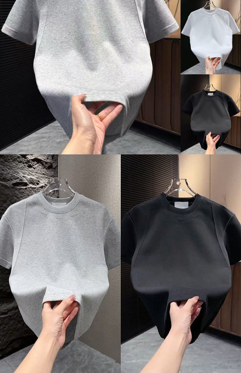 Men's Casual Crew Neck T-Shirt 2026 Spring Short Sleeve Patchwork Design Korean Style Simple Versatile Base Layer Embroidered_voghion.com