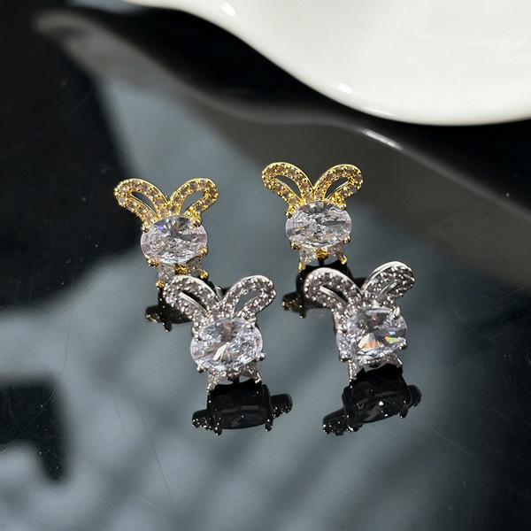 Cute elegant fashionable earrings with zircon