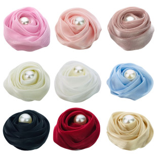 Spot 6cm Satin Pearl Rose Bud Organza Flower Clothing Accessories Shoes and Hats Bag Headdress DIY