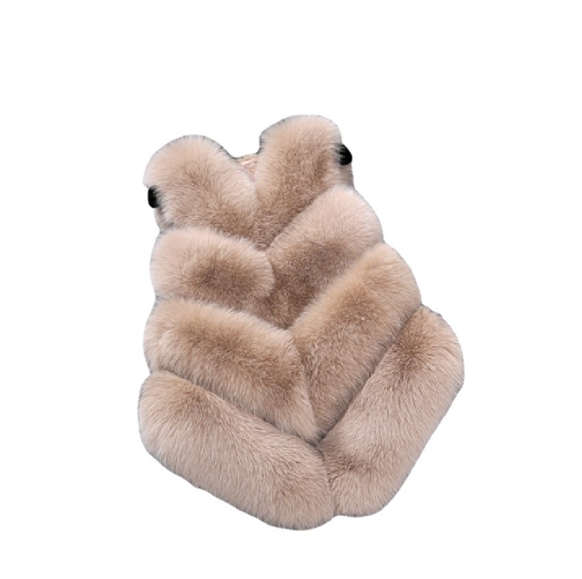 2021 New Fur Vest Faux Fox Fur Mid-length Women's Vest Slim-fit Stitching Jacket