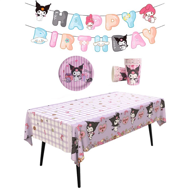 Sanrio coolomi children's birthday theme disposable tableware tablecloth paper cup paper plate Party layout scene