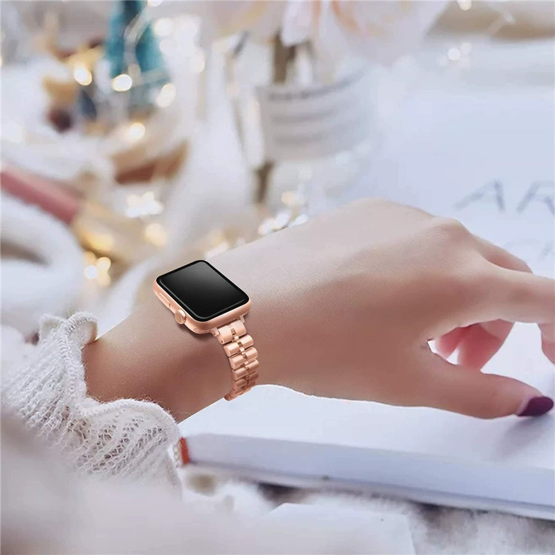 Применимый браслет для Apple Watch iWATCH654321 поколения из нержавеющей стали, полукруглая полоска со стеклянными бусинами, талия SE Xiaoman 14M