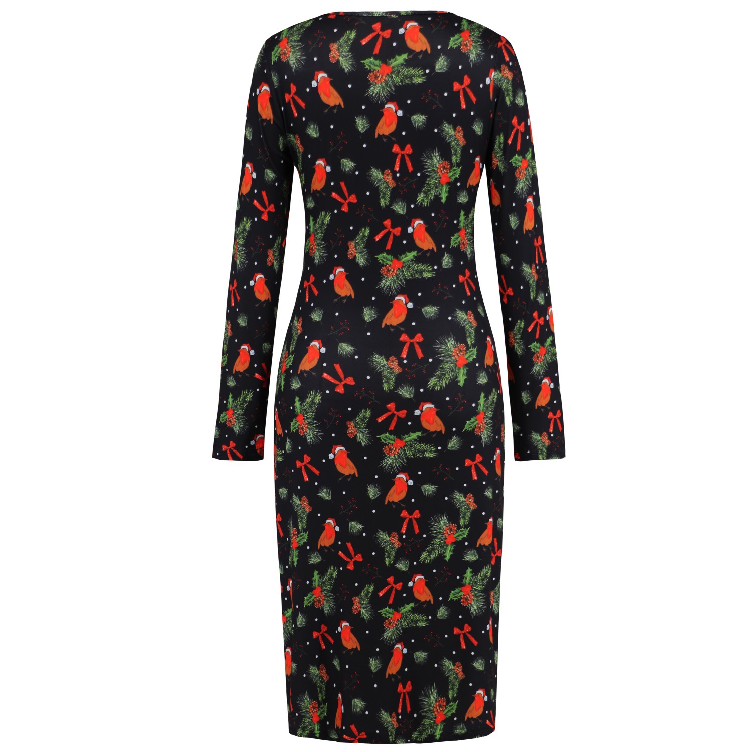 Robe De Noël Femme Manches Longues – Style Vintage, Imprimé Festif, Mi-longue, Pour Soirées Et Fêtes