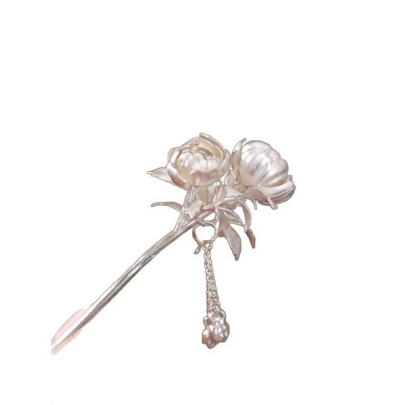 FZ0081 新中式芍华花发簪国风流苏设计感时尚百搭小众国风汉服旗|undefined