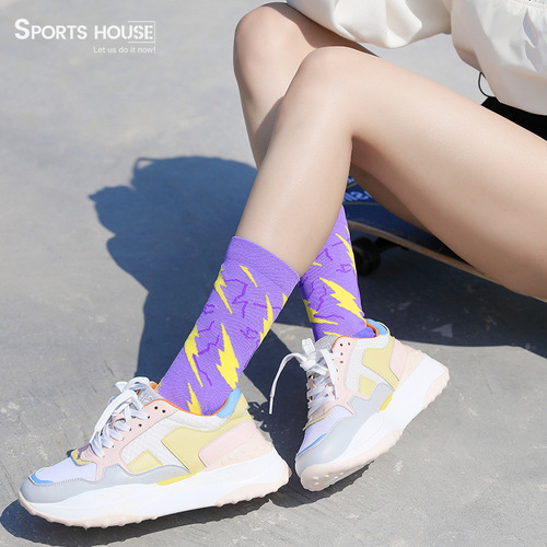 Sport'sHouse women's mid-length trendy non-slip towel bottom skateboard socks factory direct sales