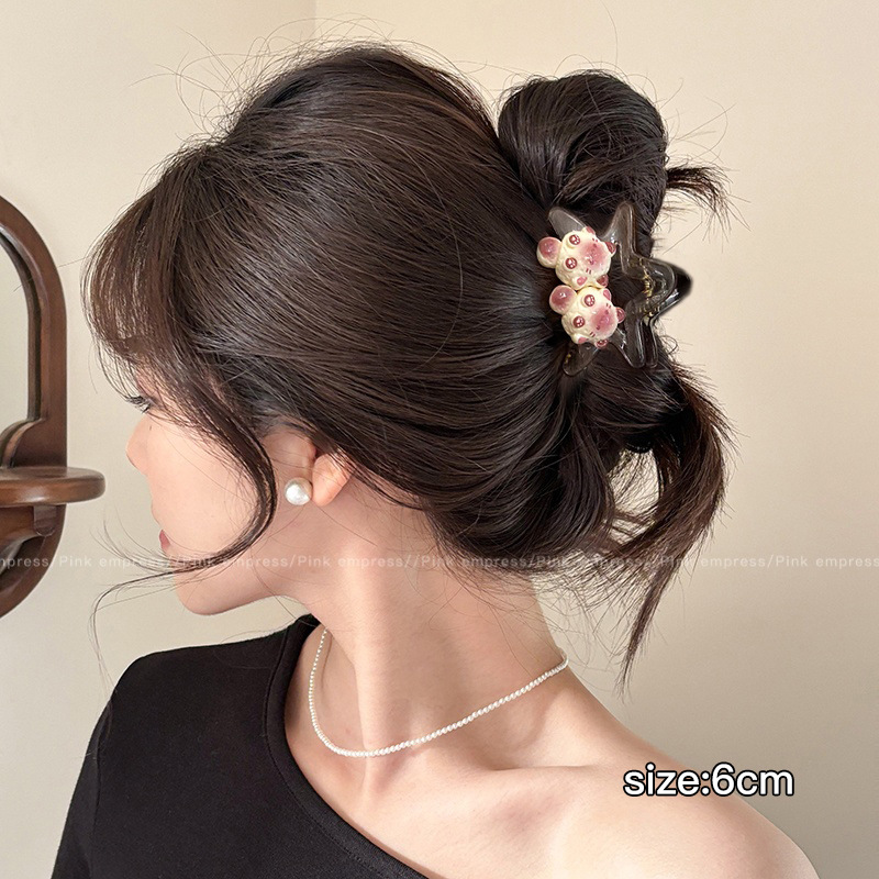 Clip de agarre de botón rojo de Encora para mujer nuevo clip de tiburón de pelo de disco de estilo de alta calidad en la parte posterior de la cabeza horquilla de temperamento