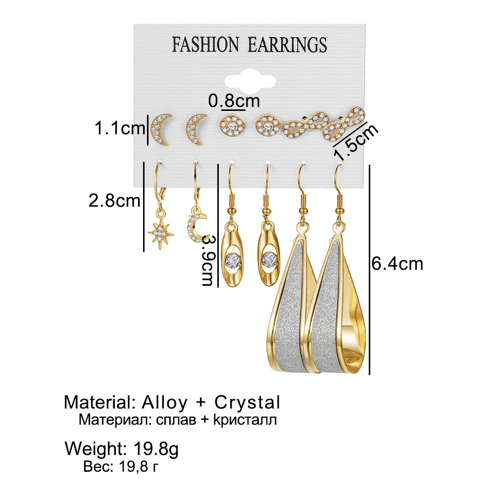 6 Pairs Retro Leaf Alloy Plating Inlay Carving Artificial Crystal Women's Drop Earrings Ear Studs display picture 6