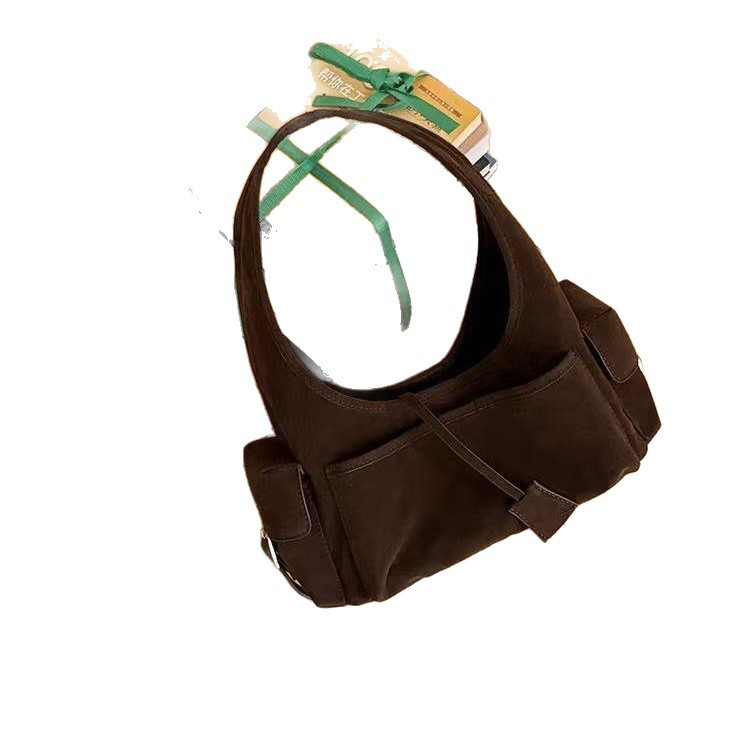 Trending Suede Hobo Bag For Women 2025 New Arrival Luxury Niche High-End Large Capacity Commuter Handbag Shoulder Bag - Thumbnail 5